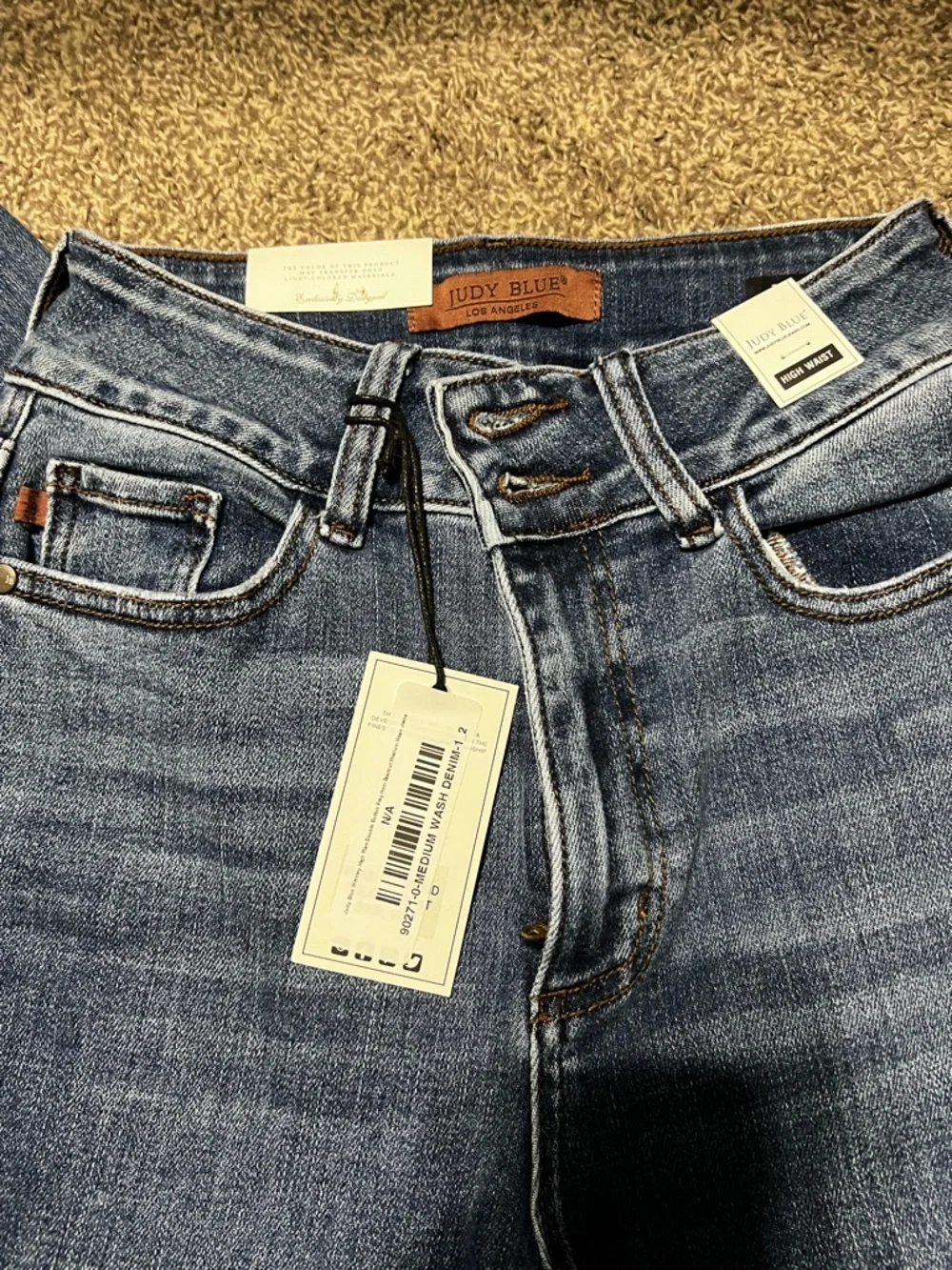 Judy Blue High-Rise Dark Blue Women's Jeans with Raw Hem - Picture 2 of 5